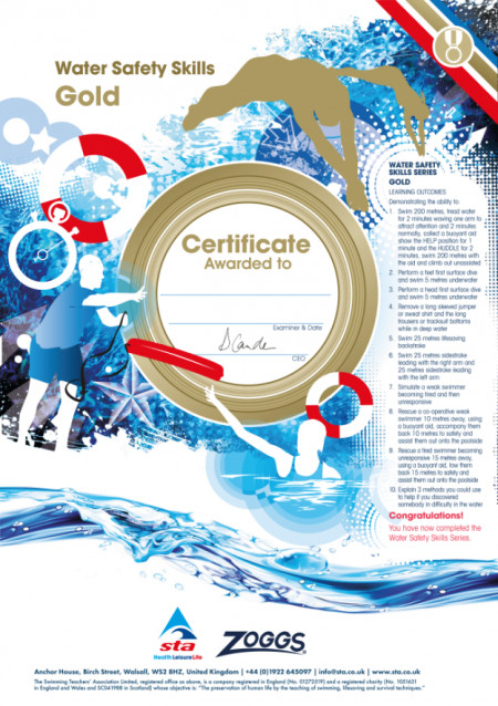 Water Safety Skills Gold Award (2/3)